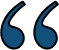 Blue quotation mark icon with a white background.